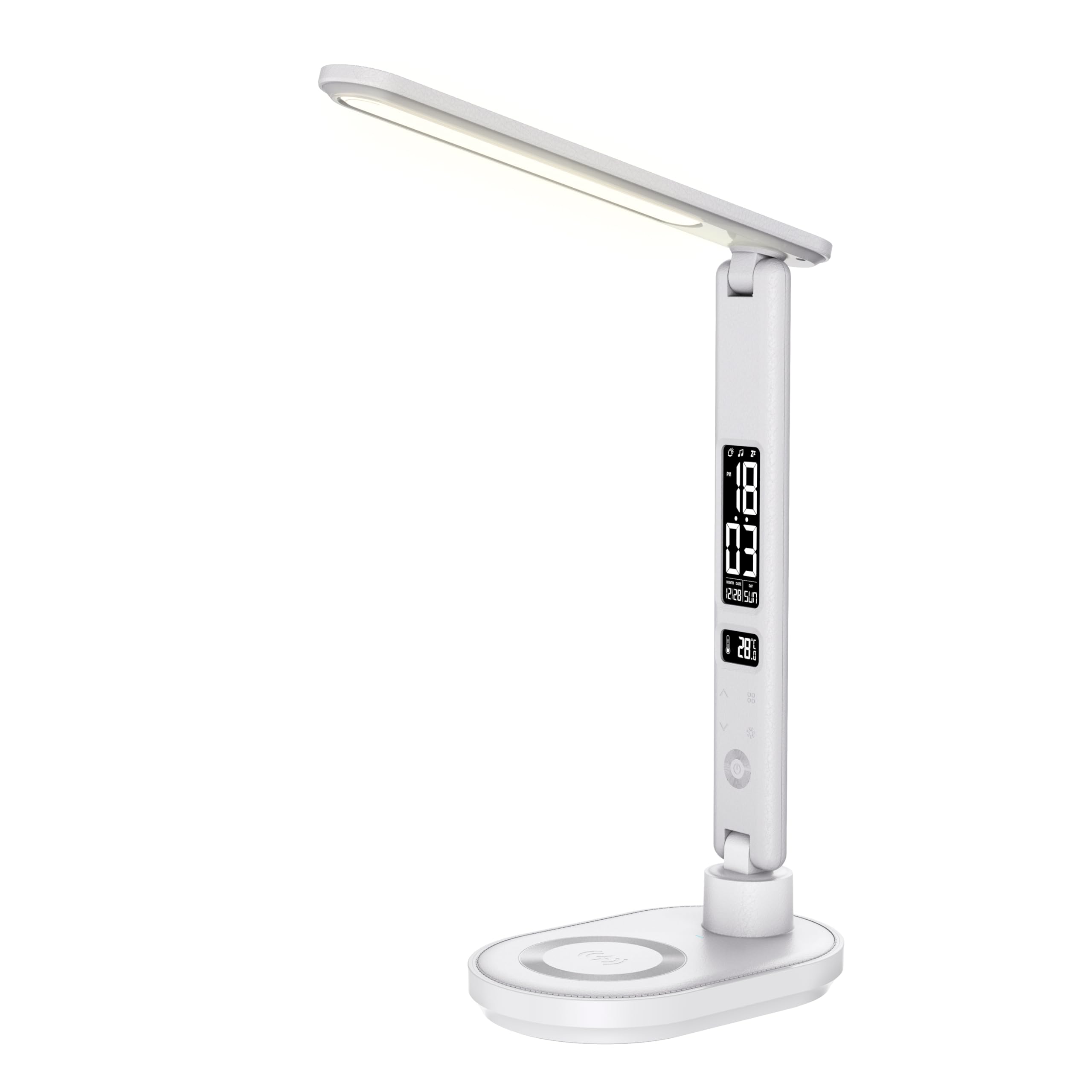 Halterrego Lampe de bureau avec la charge induction 10W, fonction réveil, affichage de l'he