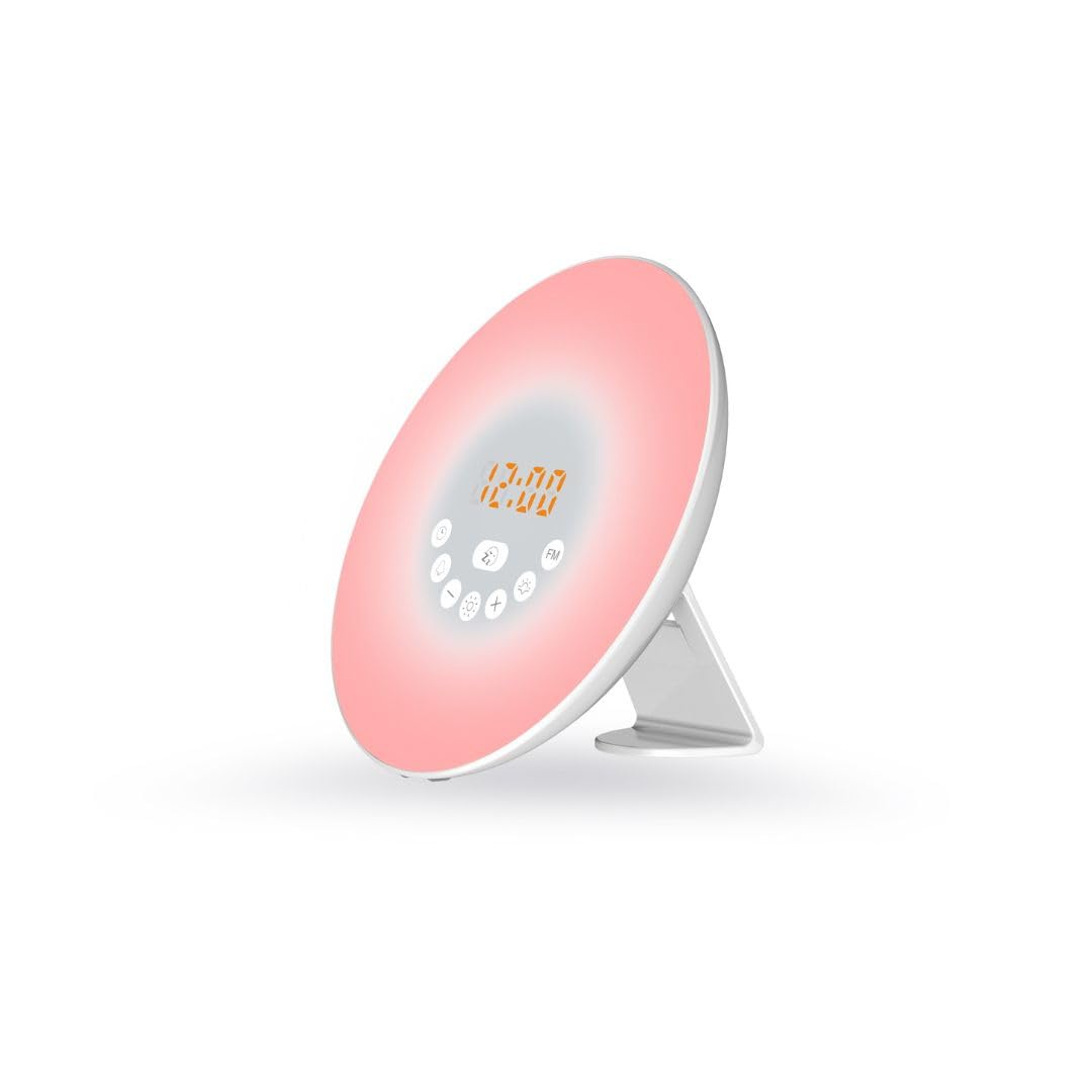WE Réveil lumineux 2W radio FM, lampe de chevet, simulateur de lever/coucher de