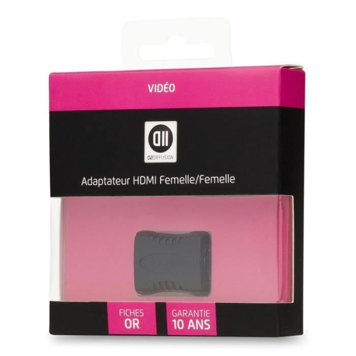 D2 Diffusion Coupleur HDMI femelle (Type A) vers HDMI femelle (Type A) (Noir)