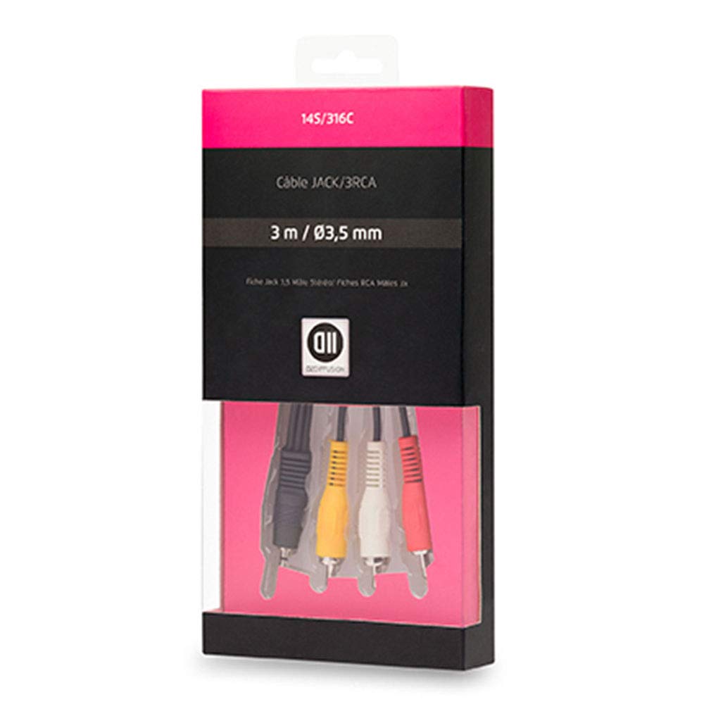 D2 Diffusion Cable audio Jack 3,5mm vers 3 x RCA 1.5m