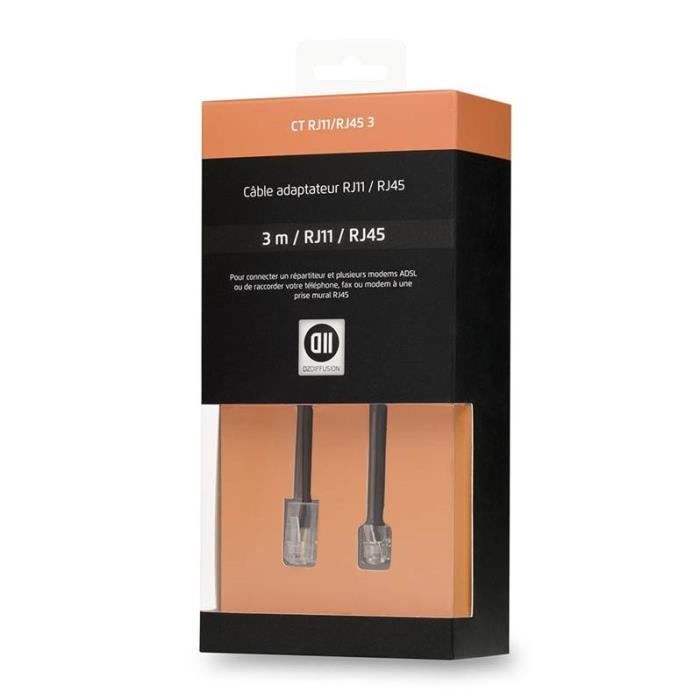 D2 Diffusion Câble réseau RJ11/RJ45 mâle 3m