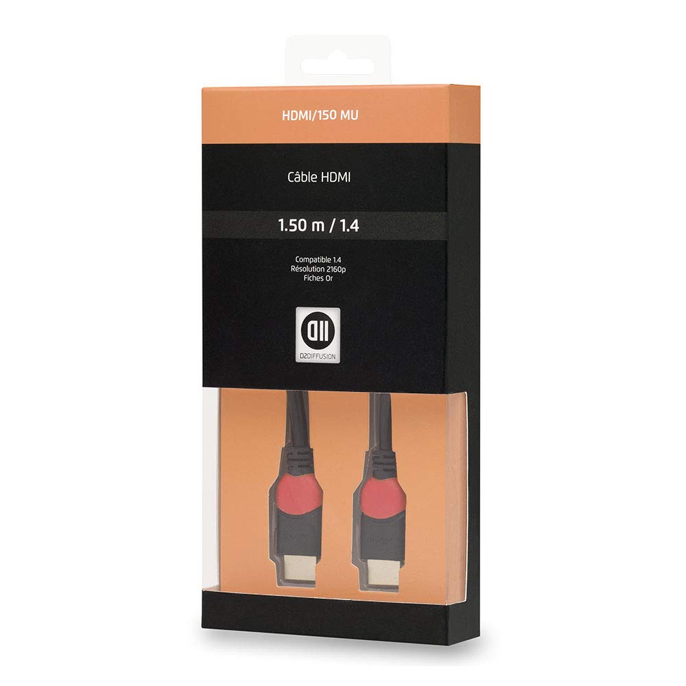 D2 Diffusion Cable HDMI 1.4 1,5m M/M (Noir/Rouge)