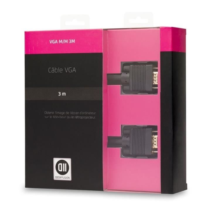 D2 Diffusion Cable VGA 3m M/M (Noir)