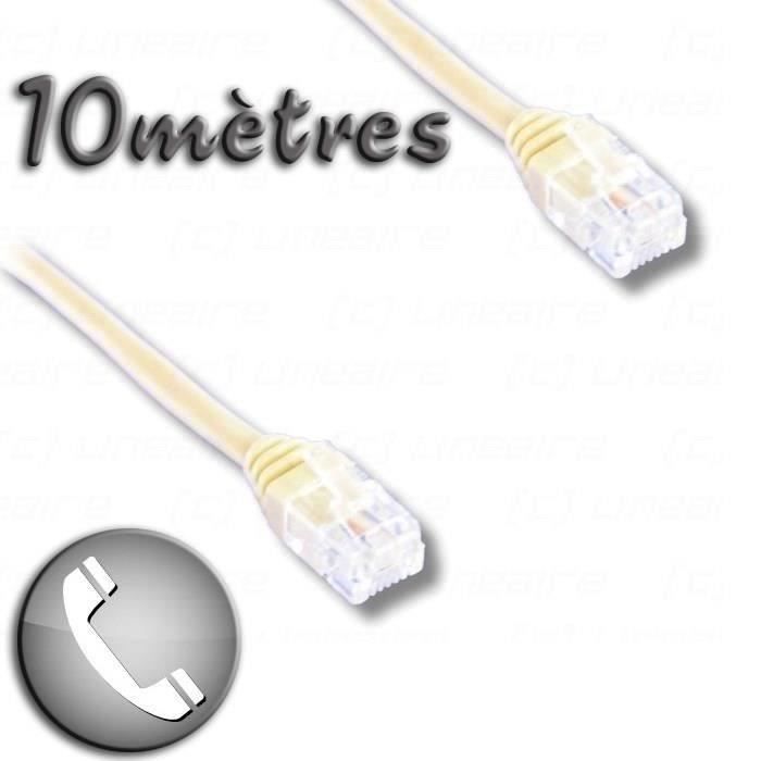 LINEAIRE Cordon ADSL RJ11 mâle / RJ11 mâle 10m