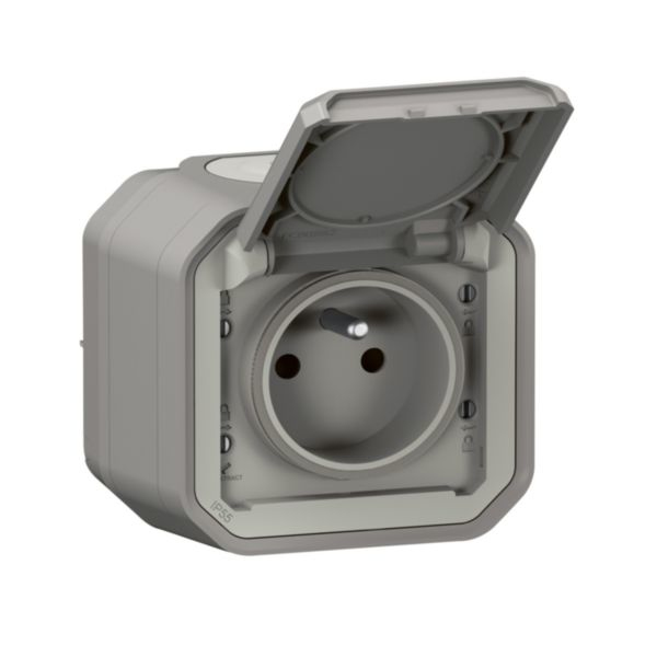 LEGRAND Prise terre encastrée étanche Plexo 1 poste gris