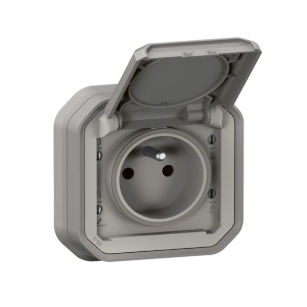 LEGRAND Prise terre étanche complet Plexo 1 poste gris