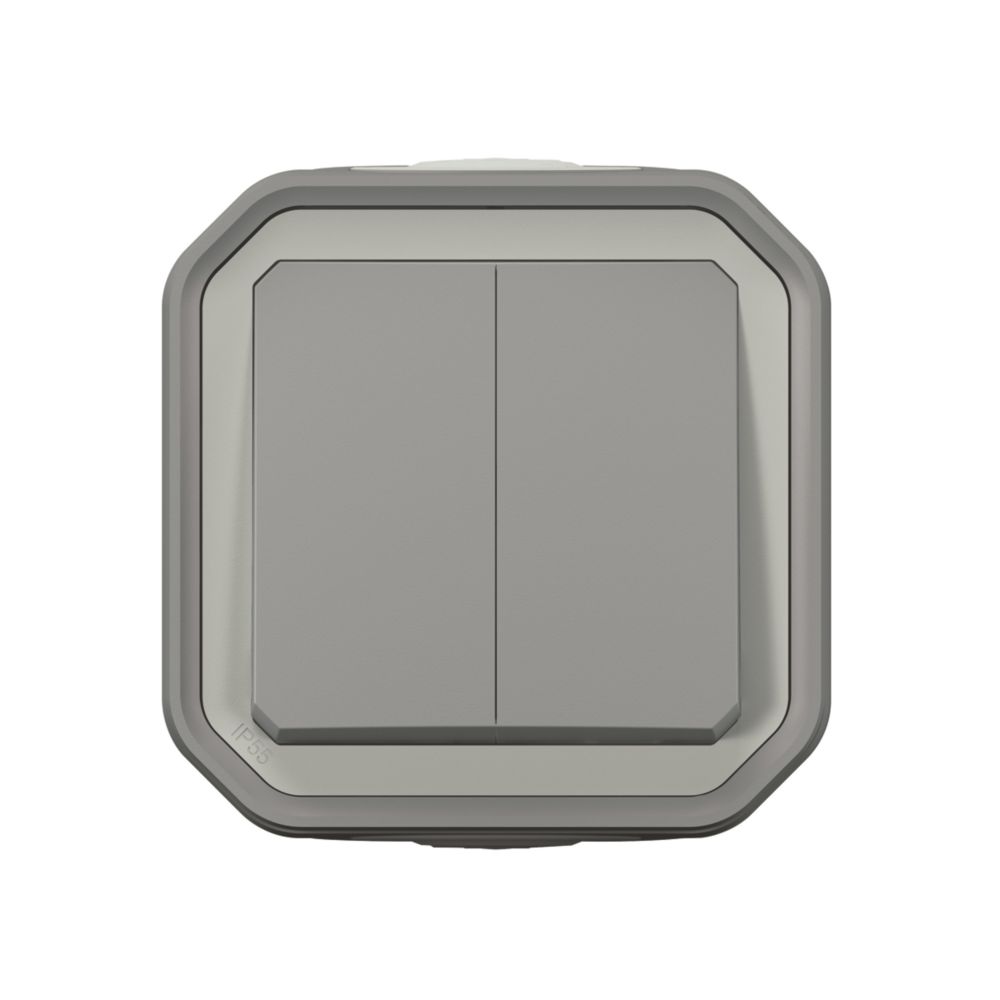 LEGRAND Double va-et-vient 1 poste étanche complet gris Plexo