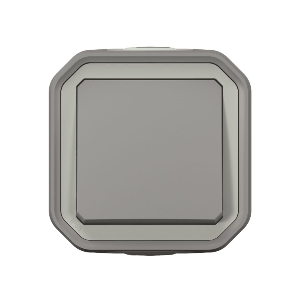 LEGRAND Poussoir 1 poste étanche complet gris Plexo