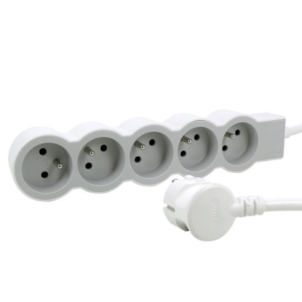 LEGRAND multiprise fb 5x2p+t standard 1.5m blanc-gris
