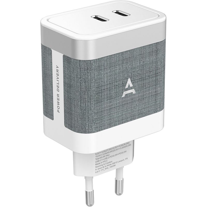 adeqwat chargeur secteur usb-c x2 65w