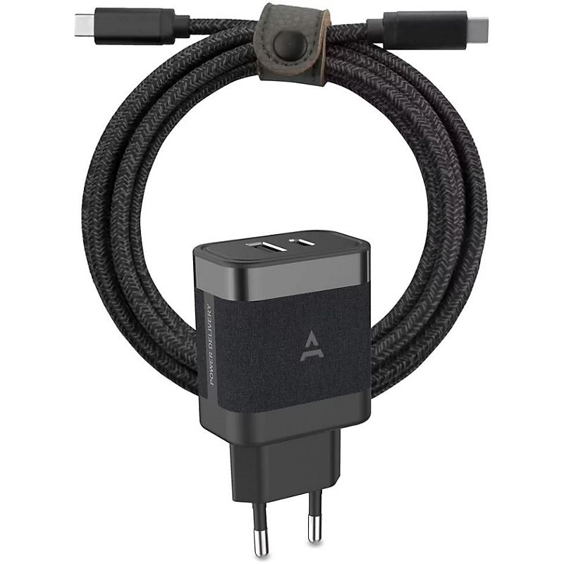 adeqwat chargeur secteur chargeur usb-a+usb-c 45w+cable usbc noir