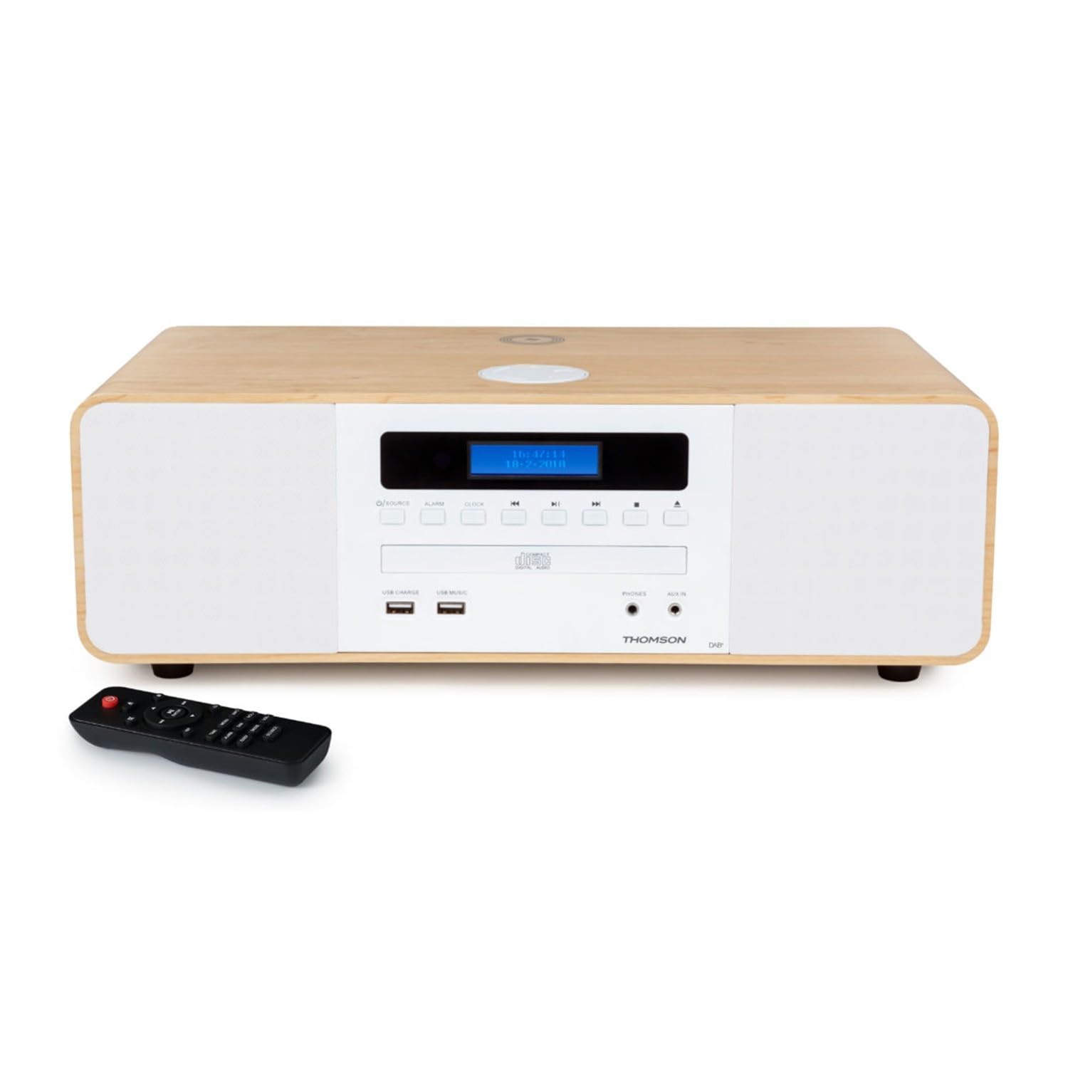 Thomson Thomson MIC201IDABBT ensemble audio pour la maison Système micro audio domestique 60 W Blanc, Bois