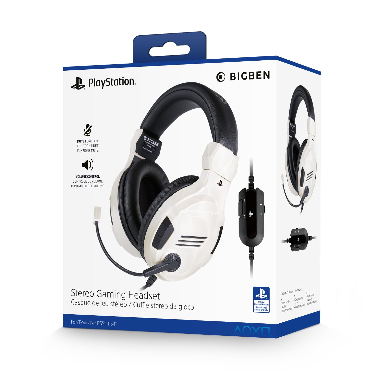 BIG BEN Casque Gaming filaire Officiel V3 Blanc pour PS4