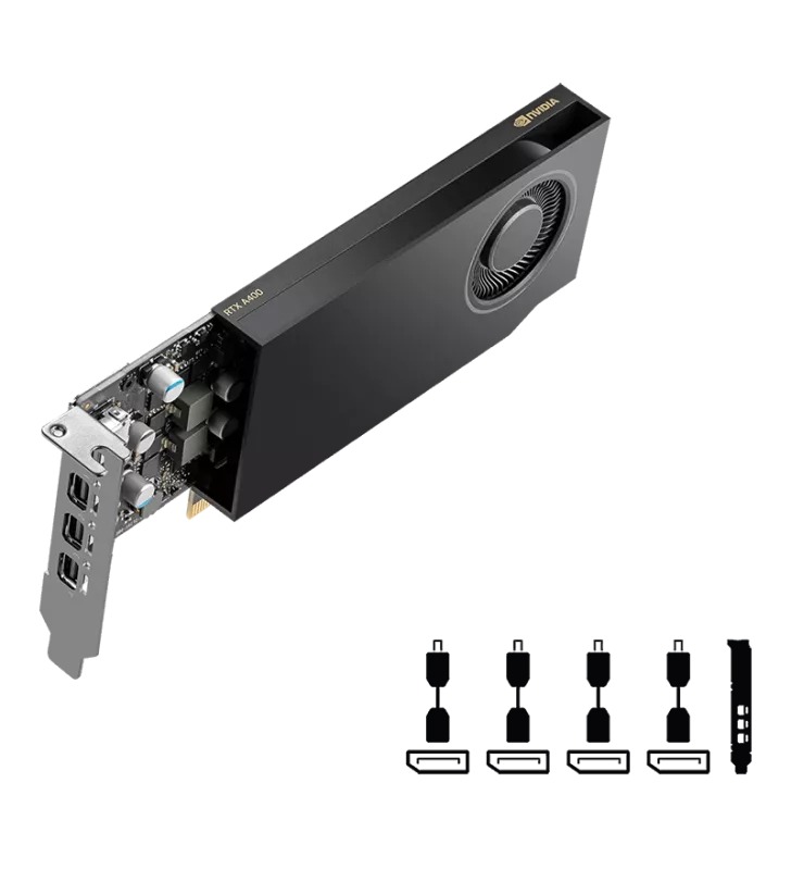 PNY - Modèle du produit : Carte Graphique Nvidia Professional RTX A400 4Go (Bulk) Low Profile
