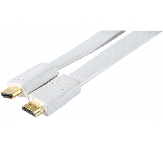 GENERIQUE Cordon HDMI haute vitesse plat blanc 5m