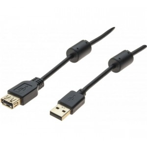 GENERIQUE RALLONGE USB 2.0 A / OR + FERRITES NOIRE