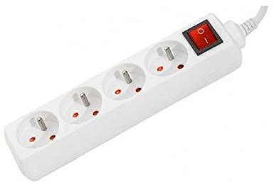 DEXLAN Multiprise 4 prises + Interrupteur 0,8m (Blanc)
