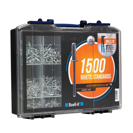 Scell-It Pince à riveter E-500RH-R + 1500 rivets standard Ø3,0 à Ø5,0 mm