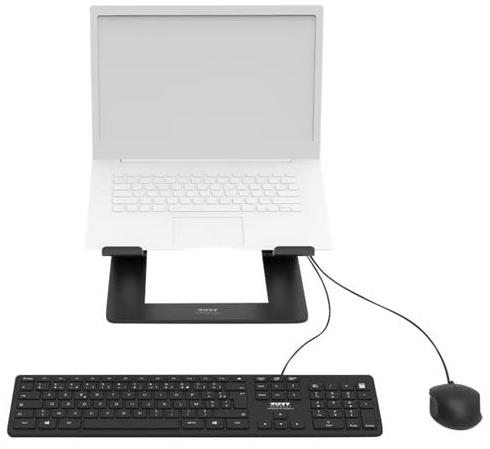 PORT DESIGN Pack 3 en 1 (Clavier/Souris/Support) Home Office (Noir)