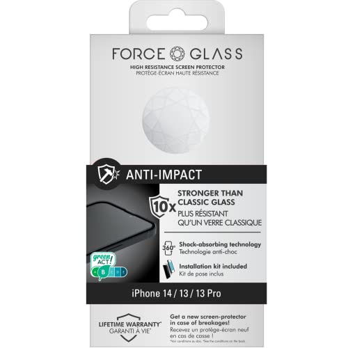 Forceglass 3D Anti-impact Transparent pour iPhone 14 13 13 Pro et 16e