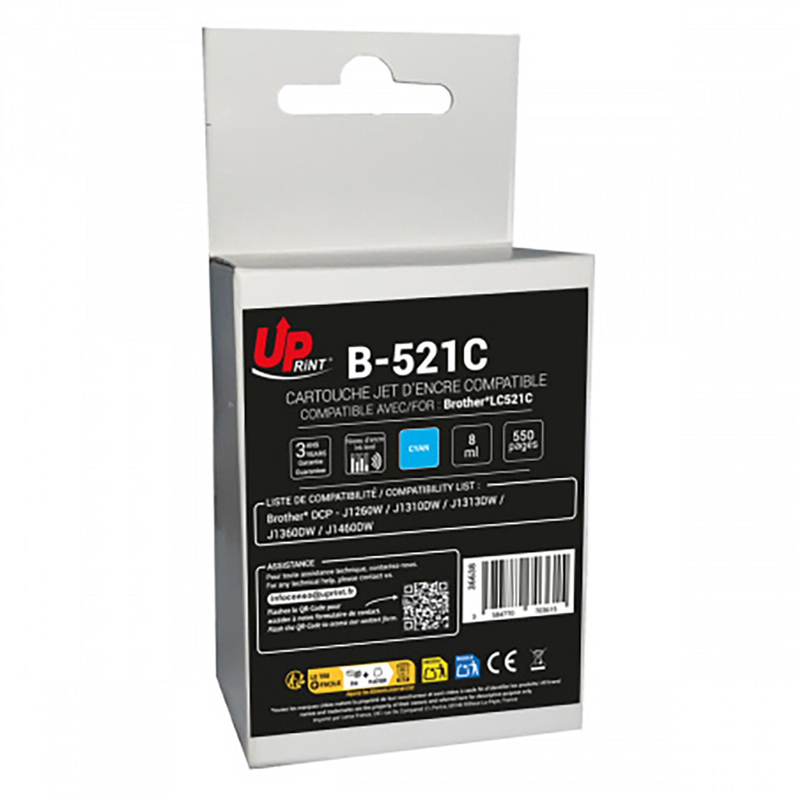 UPrint cartouche B-521C compatible Brother LC521 (Cyan)