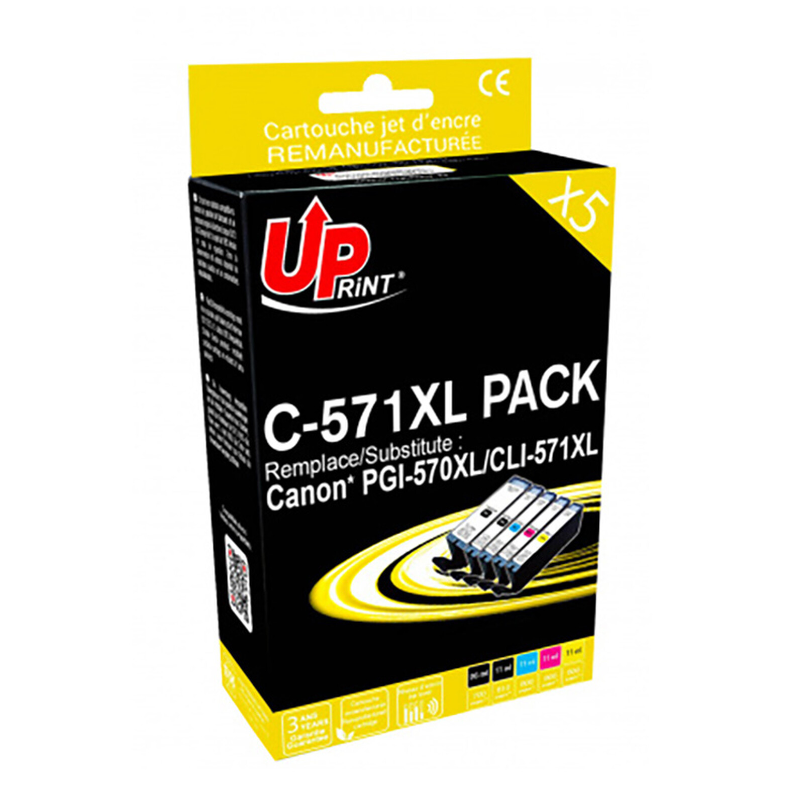 UPrint Pack de 5 Cartouches compatibles Canon PGI 570XL / CLI 571XL