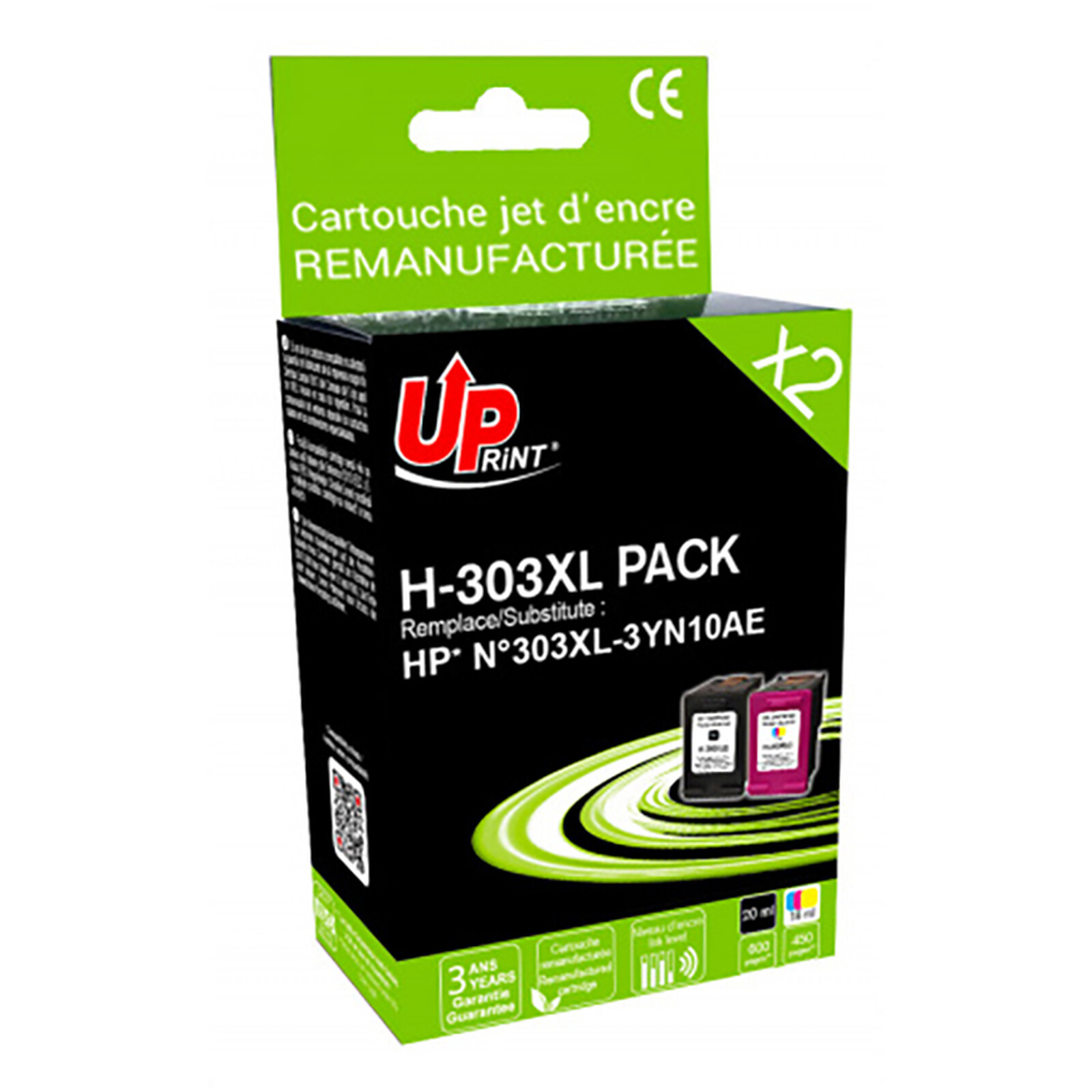 UPrint Pack cartouches compatibles H-303XL 3YN10AE (Noir/Couleur)