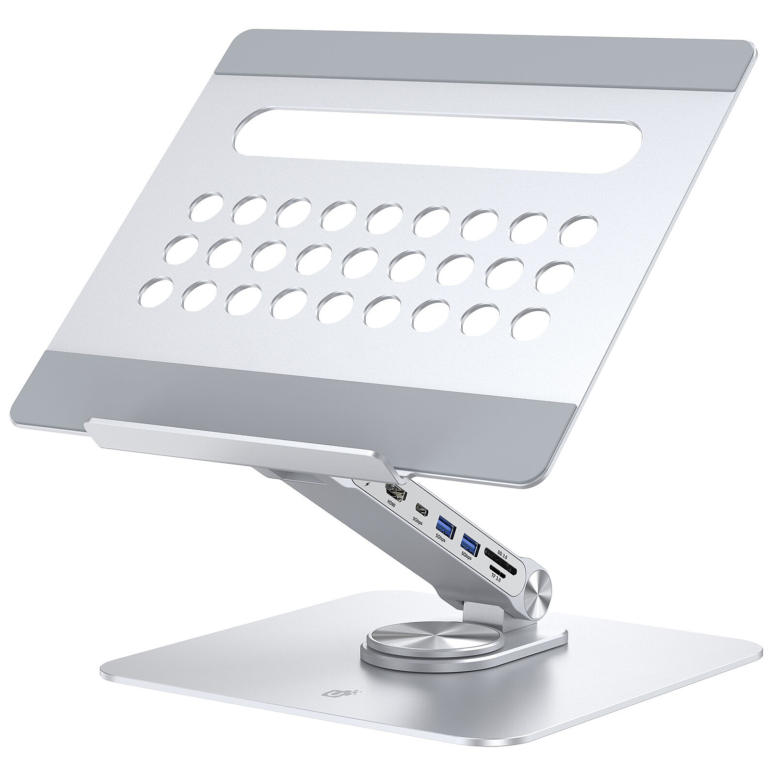 INOVU Support rotatif 360° avec Hub USB-C 6-en-1 pour PC portable jusqu'à 17 pouces