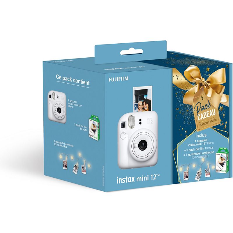 Fujifilm appareil photo instantane instax mini 12 blanc pack noel