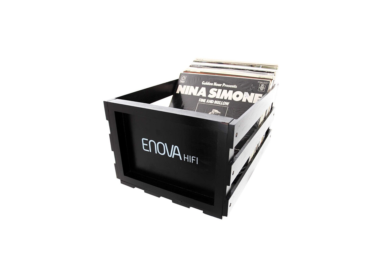 Enova Hifi Caisse de stockage pour jusqu''a 120 disques vinyle VBS 120 BL noir