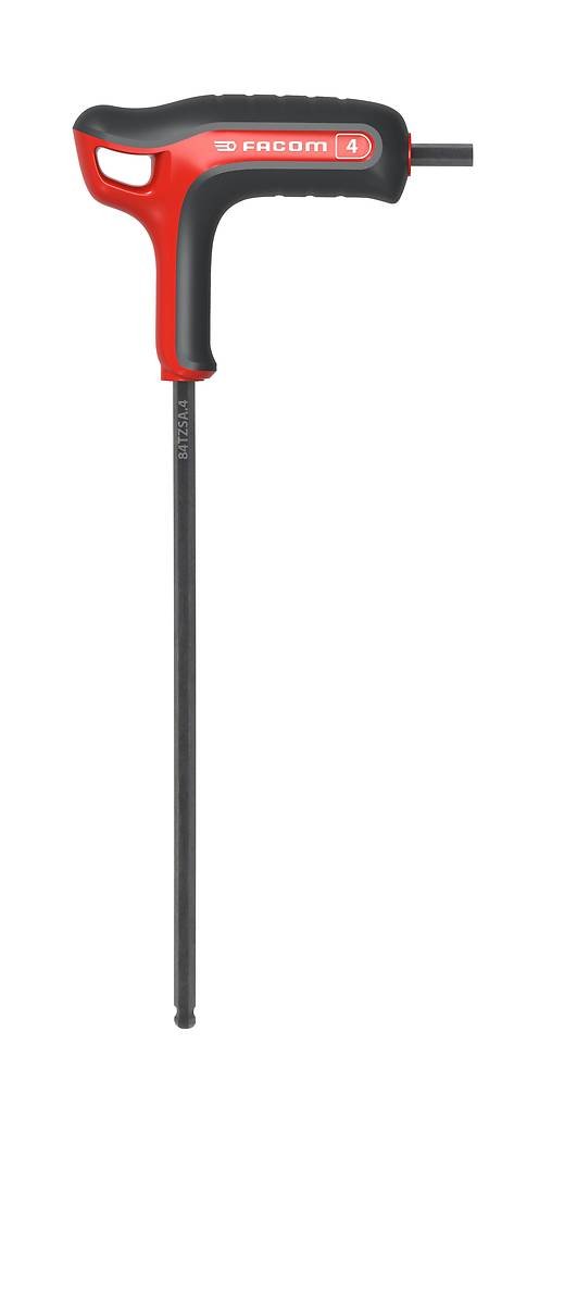 FACOM 84TZSA.4 Clé 6 Pans à tête sphérique, Rouge/Noir, 4 mm