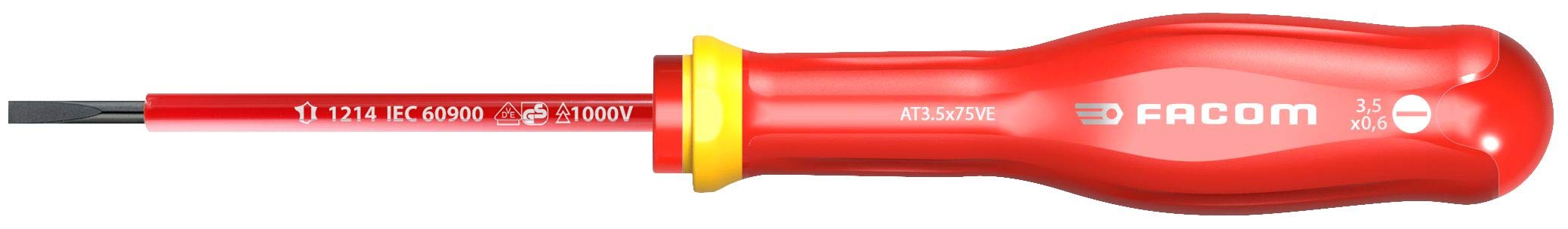 FACOM Tournevis Protwist isolé 1000V pour vis à fente 3,5x75mm longueur totale 179mm