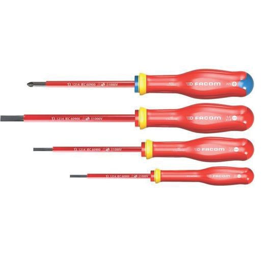 FACOM Jeu de 4 tournevis isolés VDE 1 000V mixtes PROTWIST®