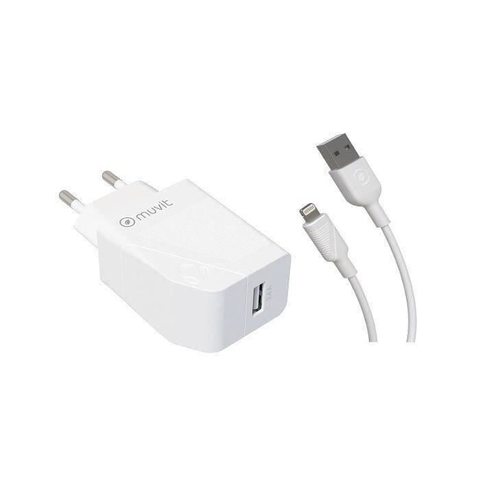 Muvit FOR CHANGE Pack Chargeur Secteur 12W + Câble MFi