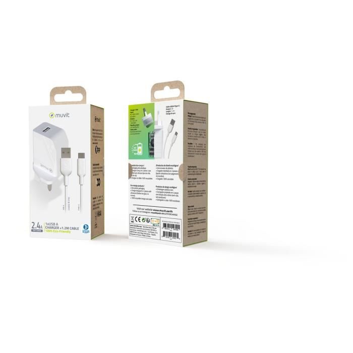 Muvit FOR CHANGE Pack Chargeur Secteur 12W + Câble USB C