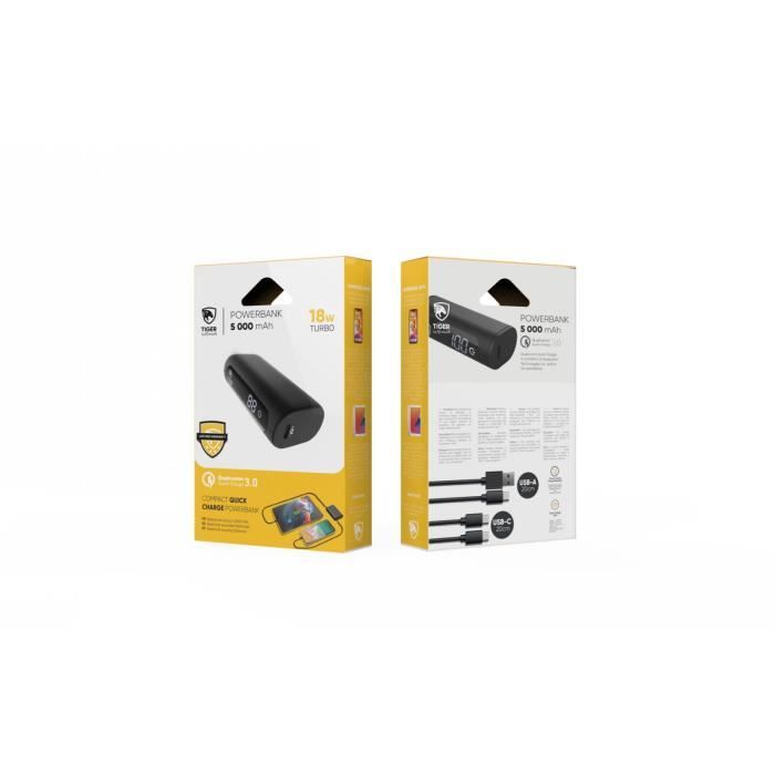 Muvit TIGER Power Powerbank 5000mAh PD + QC avec 2 câbles Type C