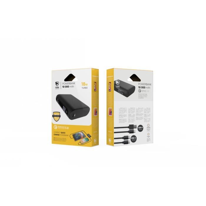 Muvit TIGER Power Powerbank 10000mAh PD + QC avec 2 câbles Type C