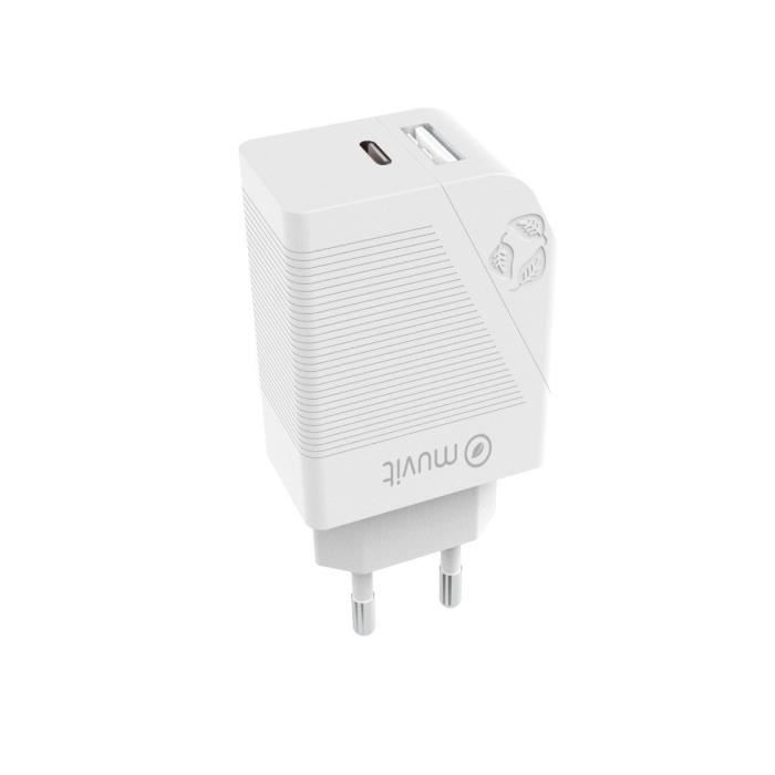 Muvit FOR CHANGE CHARGEUR SECTEUR PD 20W + QC 3.0 18W BLANC