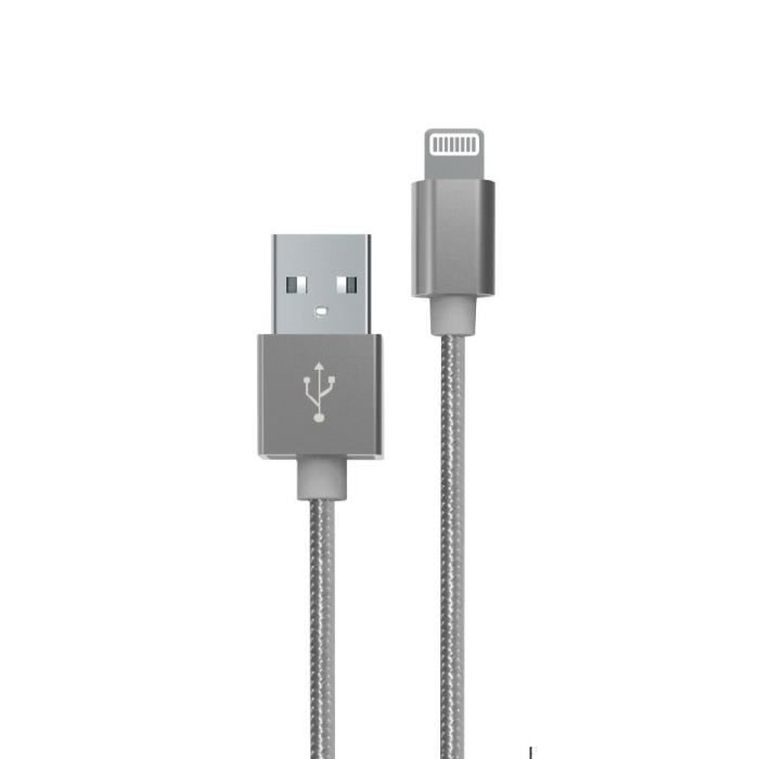 MYWAY CABLE TRESSE USB-A LIGHTNING 1M GRIS