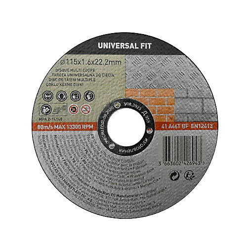 Universal Fit Disque de coupe multi 115x1,6x22,2 mm Universel fit