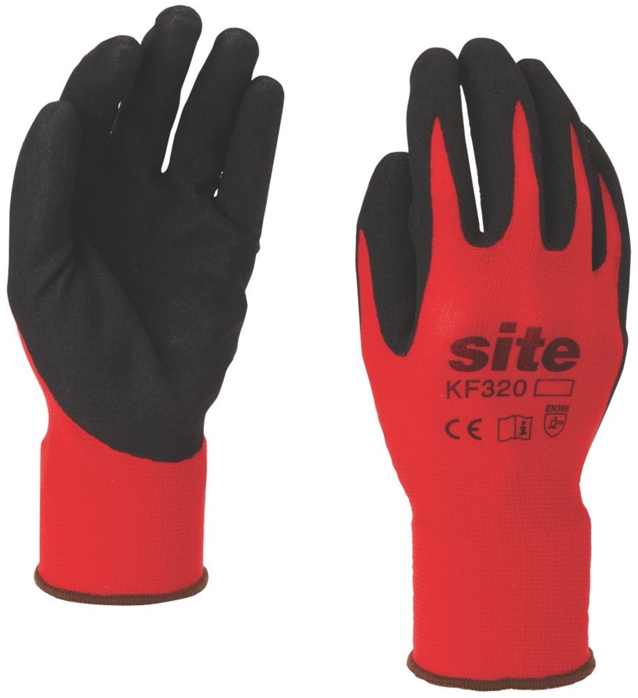 Site Gants de manutention en nitrile KF320 rouge / noir taille S