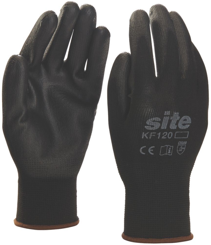 Site Gants de manutention en PU KF120 noirs taille M