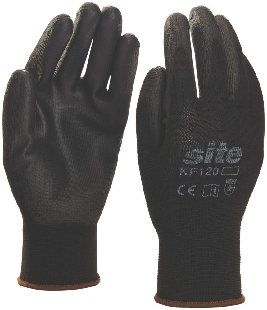 Site Gants de manutention en PU KF120 noirs taille L