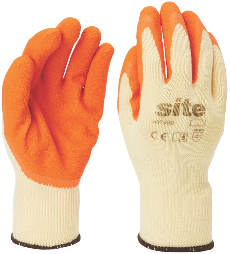 Site Gants de manutention en latex KF380 orange / jaune taille L
