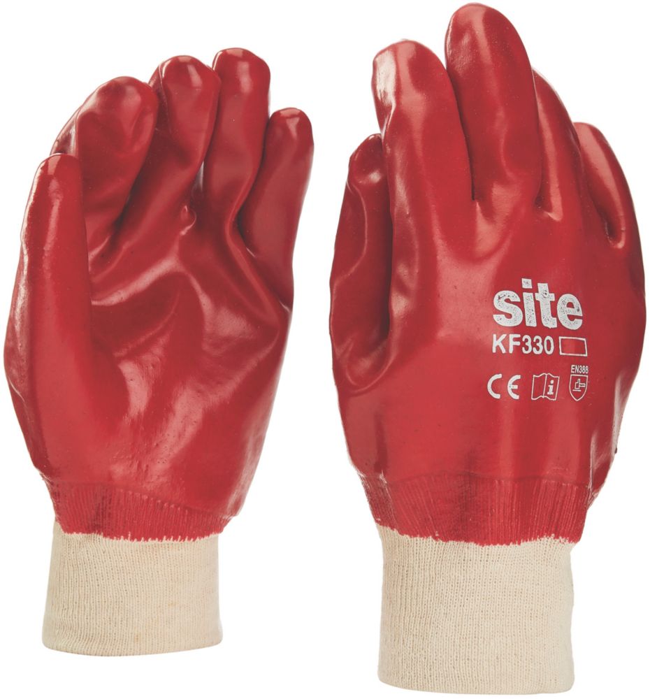 Site Gants de manutention en PVC 330 rouges, taille L