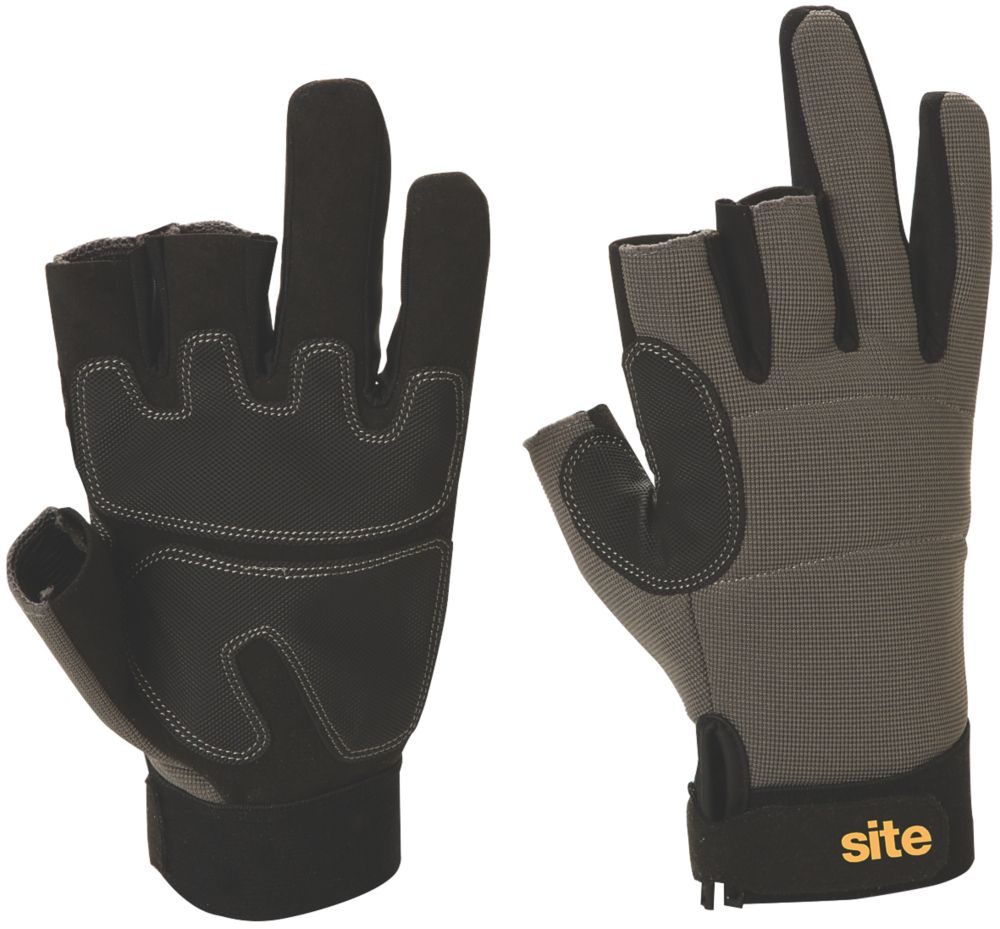 Site Gants de travail 3 doigts ouverts hautes performances KF420 gris / noir taille L