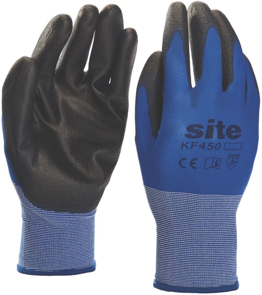 Site Gants de manutention en PU KF450 bleu / noir taille L