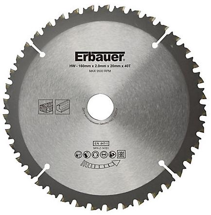 Erbauer Lame scie circulaire TCT Ø160 x20/16 Moyenne 40 dents