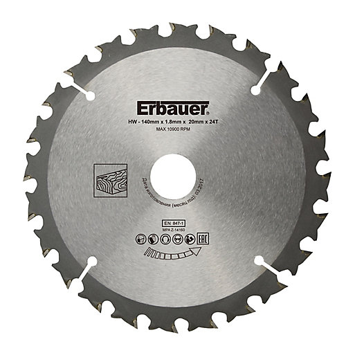 Erbauer Lame de scie circulaire Bois Ø140 x20 coupe grossière 24 dents