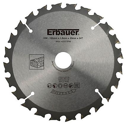 Erbauer Lame de scie circulaire Bois Ø150 x20/16/12,75/10 coupe grossière 24 dents